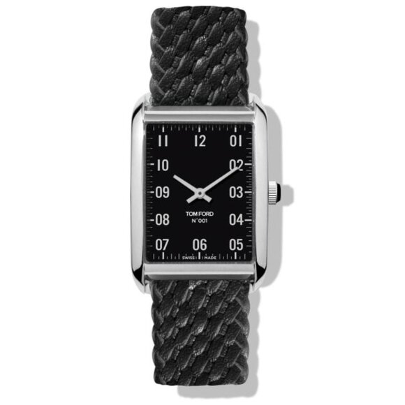 Tom Ford No.001 Watch Black Face Black Braided Leather Strap Stainless Steel New - Picture 8 of 8